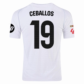adidas D. Ceballos Real Madrid Authentic Home Jersey w/ La Liga Patches 24/25 (White/Black) Everyday Flex Non Slip Hem