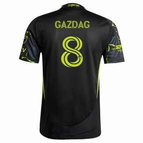 Bemberg Collar Finish Smart Wear adidas D??niel Gazdag Columbus Crew Authentic Away Jersey w/ MLS Patches 25/26 (Black/Yellow)