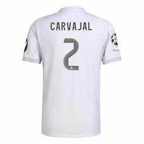 Pre Shrunk Material adidas Daniel Carvajal Ramos Real Madrid 25/26 Home Jersey w/ Champions League Patches (White)