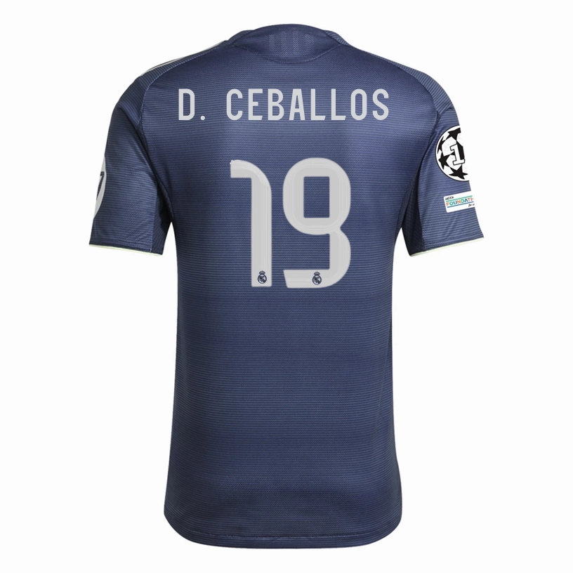 adidas Daniel Ceballos Fern??ndez Real Madrid Authentic Away Jersey 25/26 w/ Champions League Patches (Legend Ink Tight Motion
