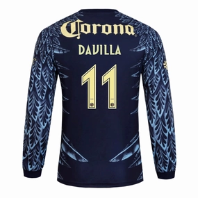 adidas Davila Club Am??rica 25/26 Away Long Sleeve Jersey (Blue) True Fit Yarn Dyed Fabric