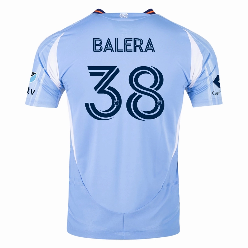 adidas Drew Baiera New York City FC Authentic Home Jersey 25/26 w/ MLS Patches (Bahia Light Blue) Total Ease Molded Collar Architecture