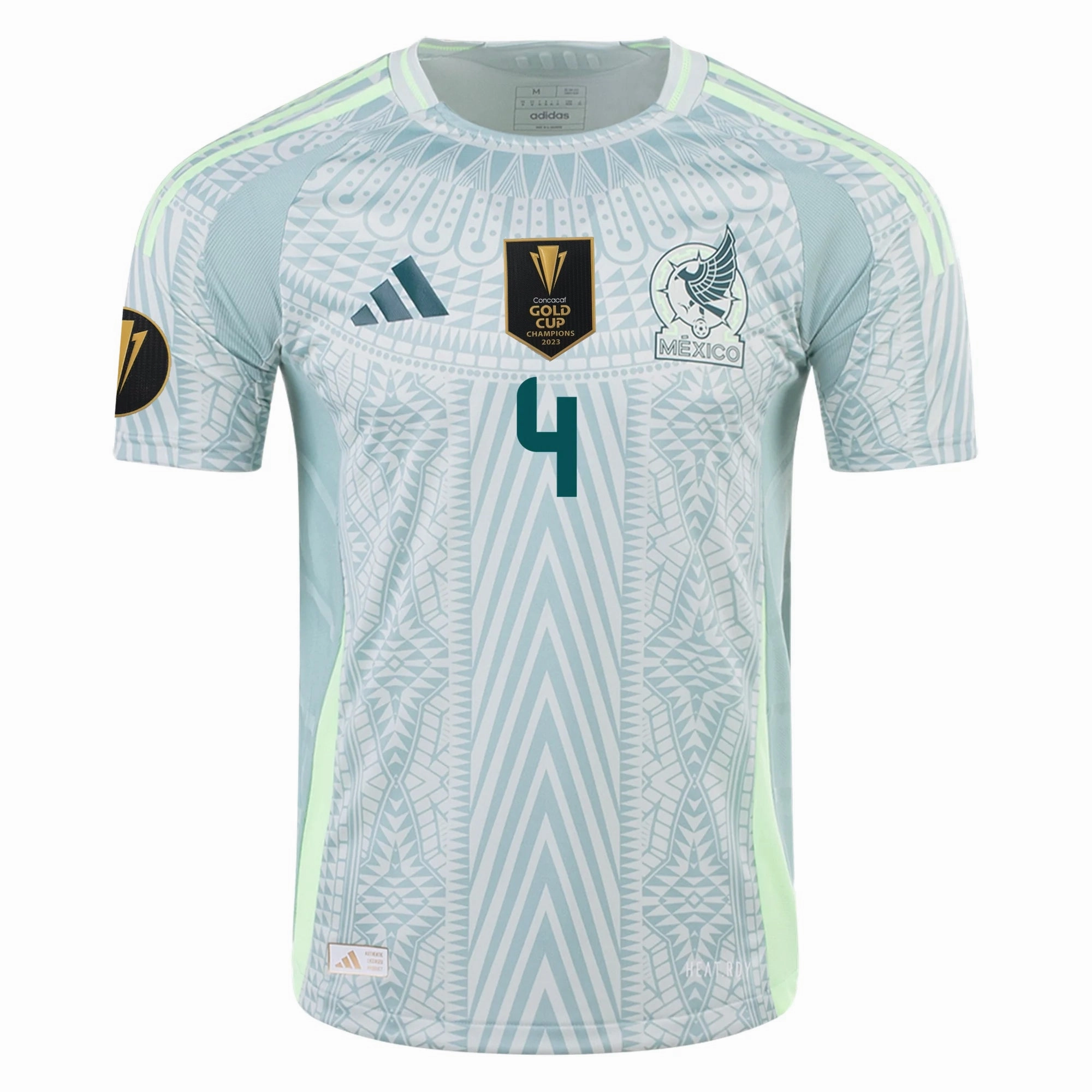 Sport Ready Low Profile Stitching adidas Edson Alvarez Mexico Authentic Away Jersey 24/25 w/ Gold Cup 2025 Patches (Linen Green)