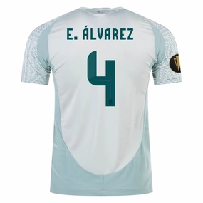 adidas Edson Alvarez Mexico Authentic Away Jersey 24/25 w/ Gold Cup 2025 Patches (Linen Green) 4 Way Stretch