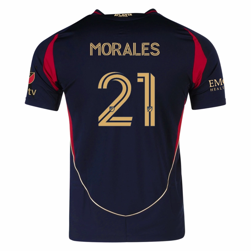 adidas Efra??n Morales Atlanta United Authentic Home Jersey w/ MLS Patches 25/26 (Red/Black) Running Style Quick Recovery Fabric