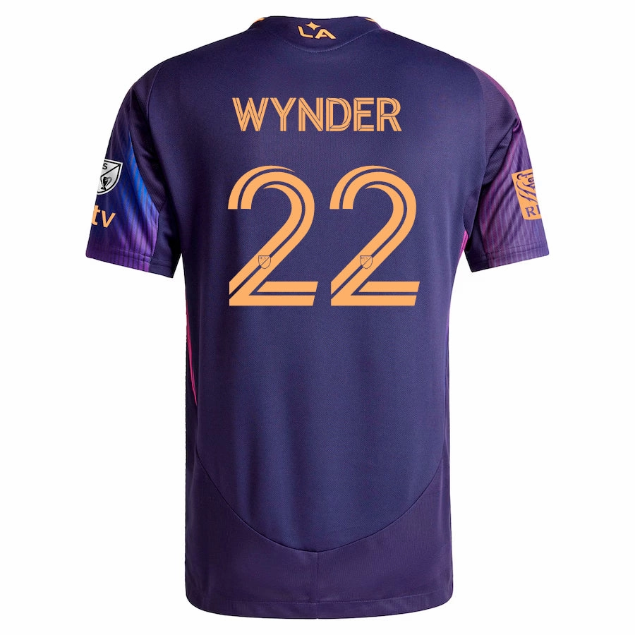 Premium Quality Stitching adidas Elijah Wynder LA Galaxy Authentic Away Jersey w/ MLS   Apple TV   RBC Sponsor 25/26 (Purple)