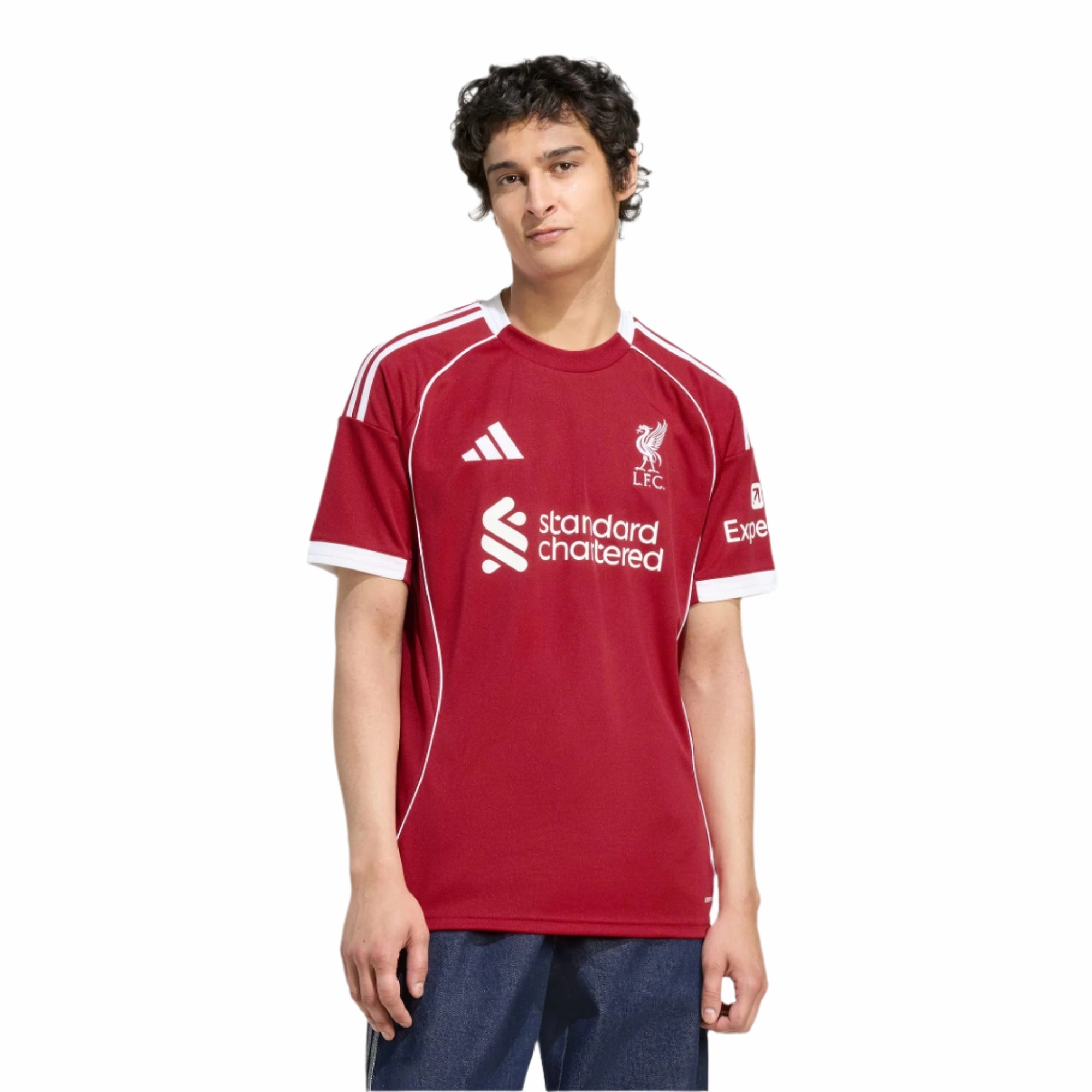 Contoured Side Panels Advanced Elasticity Fibers adidas Elliott Men's Liverpool Home Jersey 25/26 w/ NRFR   EPL Champions Patch (Strawberry Red)