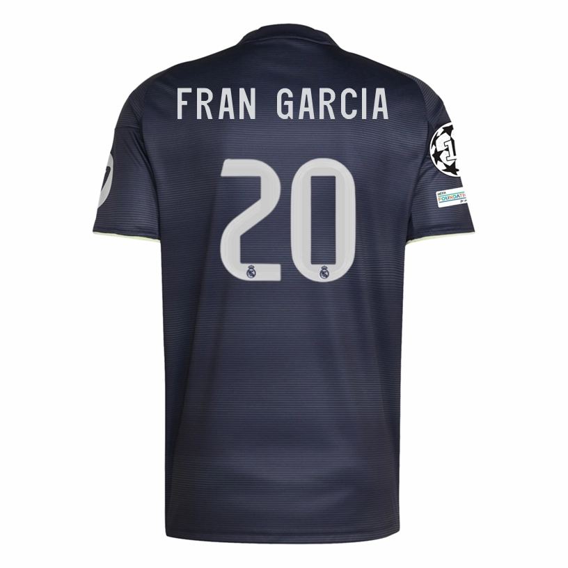 adidas Fran Garc??a Real Madrid 25/26 Away Jersey w/ Champions League Patches (Legend Ink) Multi Directional Stretch