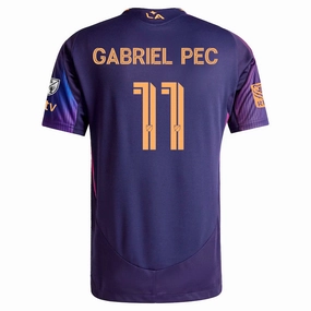 adidas Gabriel Pec LA Galaxy Authentic Away Jersey w/ MLS   Apple TV   RBC Sponsor 25/26 (Purple) Elastic Cuff Retention Reinforced Shoulder Seams