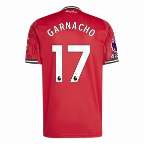 Minimal Design Yarn Dyed Fabric adidas Garnacho Men's Manchester United Home Jersey 25/26 w/ EPL   NRFR Patches (Red)