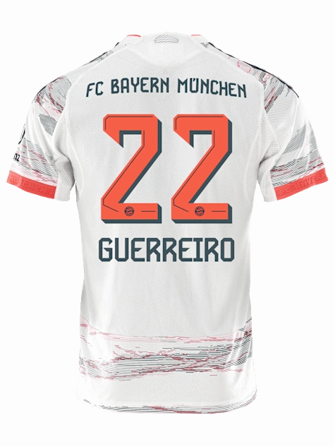 adidas Guerreiro Authentic Away Jersey 25/26 w/ Sponsor   Meister Bundesliga Patch (White/Red) Drop Shoulder Fit