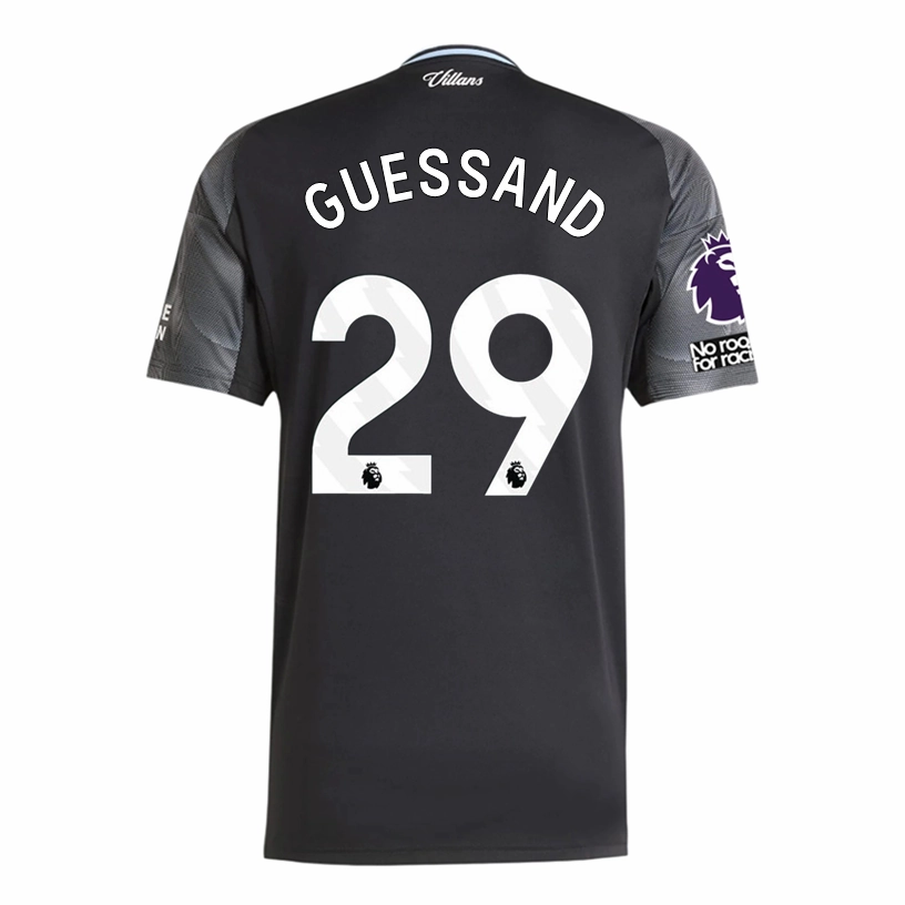 adidas Guessand Men's Aston Villa 25/26 Away Jersey w/ EPL   NRFR Patches (Black/Global Blue) Performance Flex