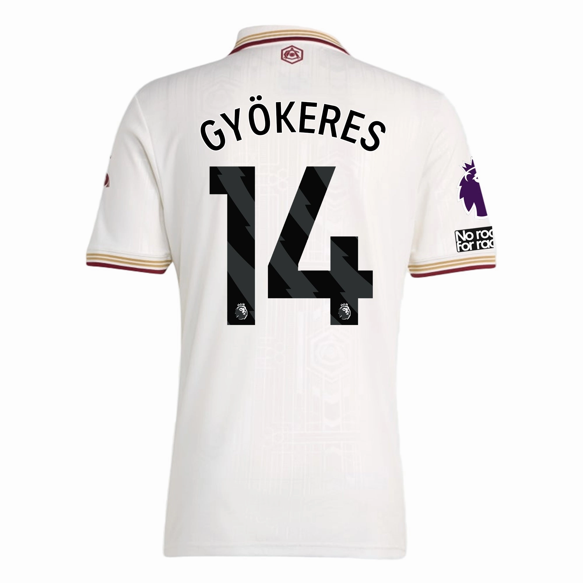 All Weather Adapt Fabric Quick Access Side Vents adidas Gyokeres Men's Arsenal FC Third Jersey 25/26 w/ NRFR   EPL Patches (White/Burgundy)