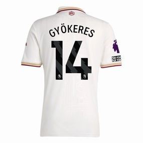 All Weather Adapt Fabric Quick Access Side Vents adidas Gyokeres Men's Arsenal FC Third Jersey 25/26 w/ NRFR   EPL Patches (White/Burgundy)
