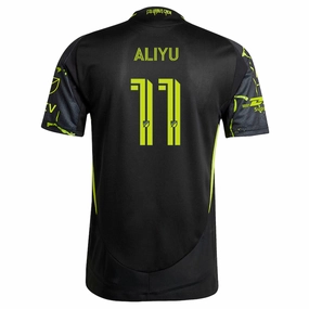 adidas Ibrahim Aliyu Columbus Crew Authentic Away Jersey w/ MLS Patches 25/26 (Black/Yellow) Training Ready Quick Release Zipper Features