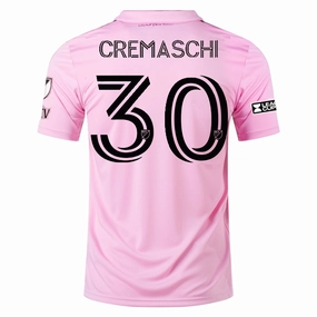 Reinforced Neckline adidas Inter Miami Benjamin Cremaschi Home Jersey 23/24 w/ MLS   Leagues Cup Patch   Match Details (True Pink/Black)
