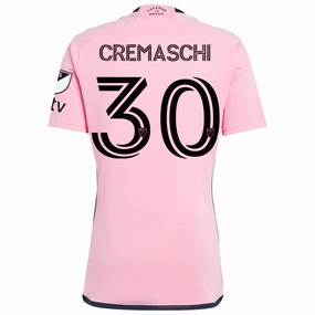 Raglan Sleeve Breathable knit adidas Inter Miami Benjamin Cremaschi Royal Caribbean Home Jersey w/ MLS   Apple TV Patches 24/25 (Easy Pink)