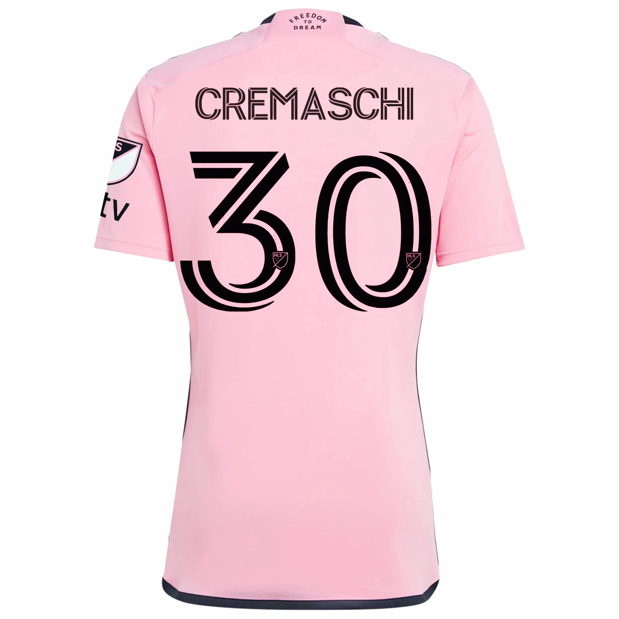 adidas Inter Miami Benjamin Cremaschi Royal Caribbean Home Jersey w/ MLS   Apple TV Patches 24/25 (Easy Pink) Practical Wear Static Resistant Fabric