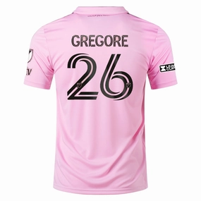 adidas Inter Miami Gregore Home Jersey 23/24 w/ MLS   Leagues Cup Patch   Match Details (True Pink/Black) Durable Moisture Management