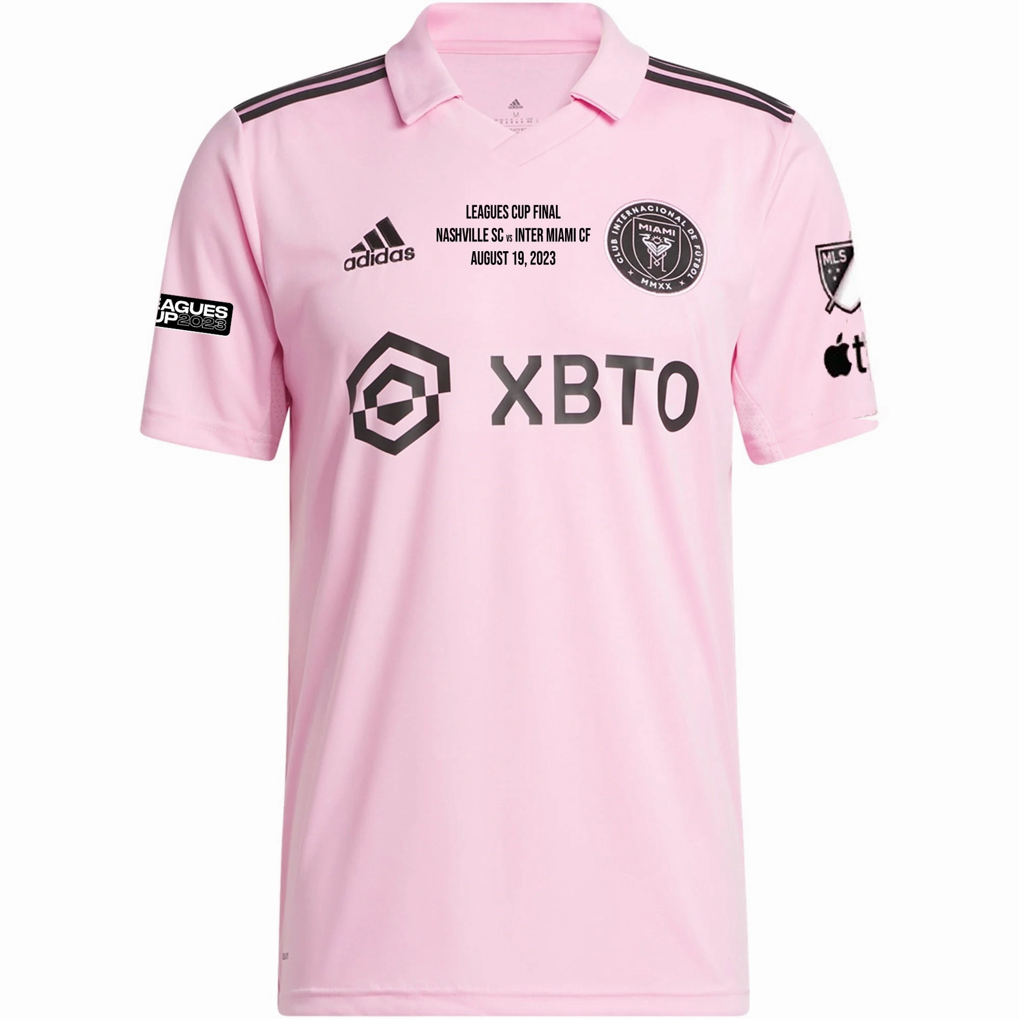 Abrasion resistant adidas Inter Miami Gregore Home Jersey 23/24 w/ MLS   Leagues Cup Patch   Match Details (True Pink/Black)