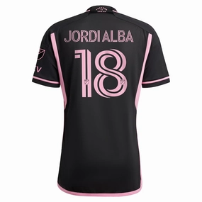 adidas Inter Miami Jordi Alba Authentic Player Version Away Jersey 23/24 w/ MLS Patches (Black/Pink) Neutral Vibe