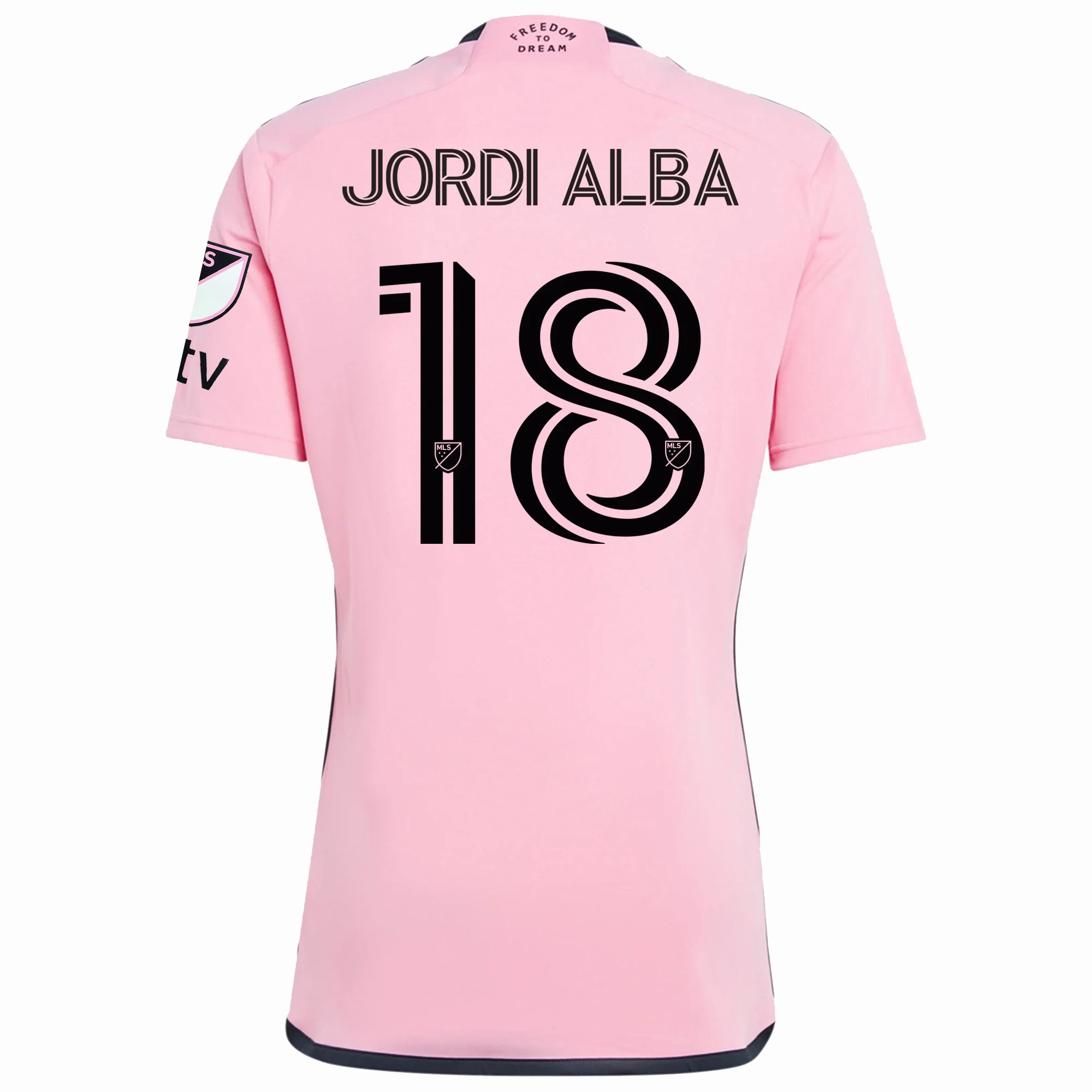 Abrasion Resistant Zones adidas Inter Miami Jordi Alba Royal Caribbean Home Jersey w/ MLS   Apple TV Patches 24/25 (Easy Pink)