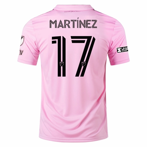 Flexible Shoulder Gusset Stretchable Fabric adidas Inter Miami Josef Mart??nez Home Jersey 23/24 w/ MLS   Leagues Cup Patch   Match Details (True Pink/Black)
