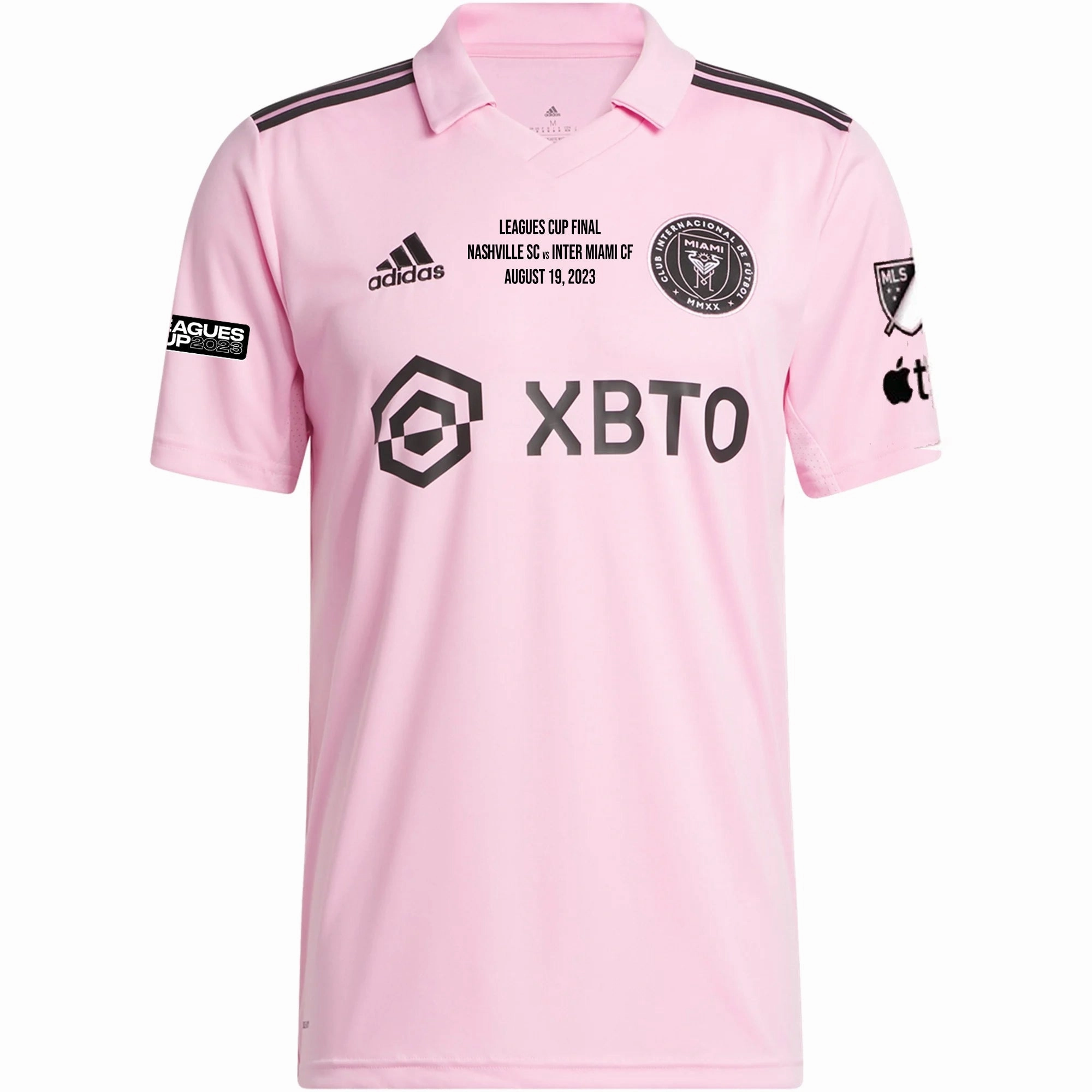 adidas Inter Miami Sergio Busquets Home Jersey 23/24 w/ MLS   Leagues Cup Patch   Match Details (True Pink/Black) Low Profile Silhouette Moisture Management System