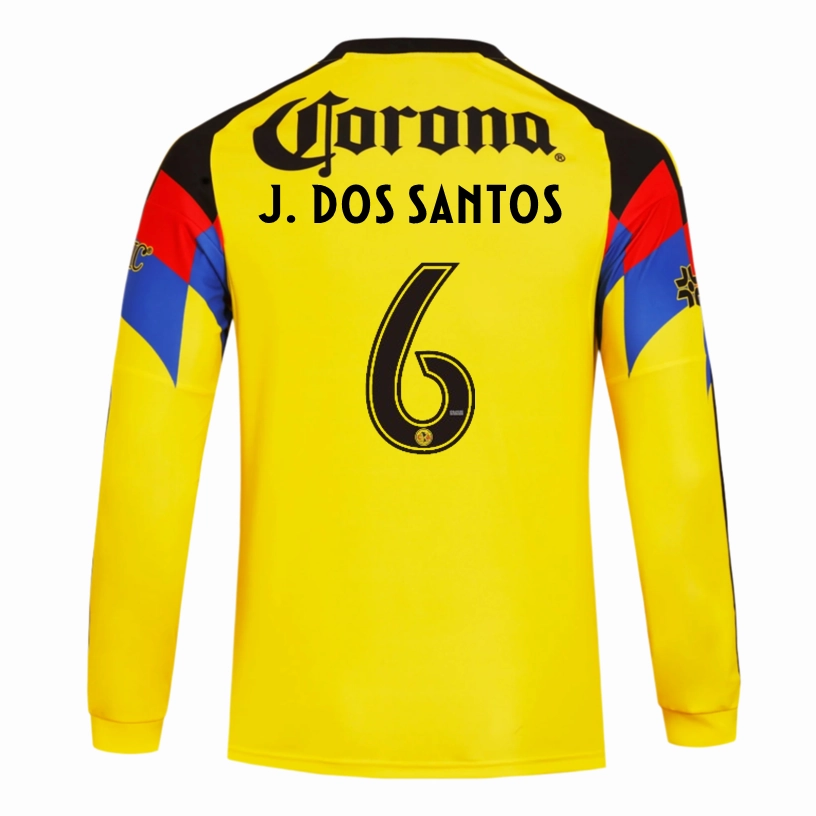 Heat Transfer Labels adidas J. Dos Santos Club Am??rica 25/26 Long Sleeve Home Jersey (Yellow)