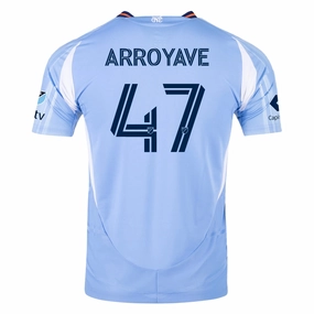 Training Fit adidas Jacob Arroyave New York City FC Authentic Home Jersey 25/26 w/ MLS Patches (Bahia Light Blue)
