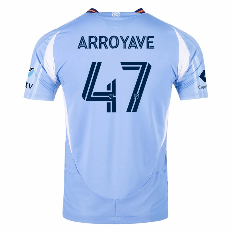 Training Fit adidas Jacob Arroyave New York City FC Authentic Home Jersey 25/26 w/ MLS Patches (Bahia Light Blue)