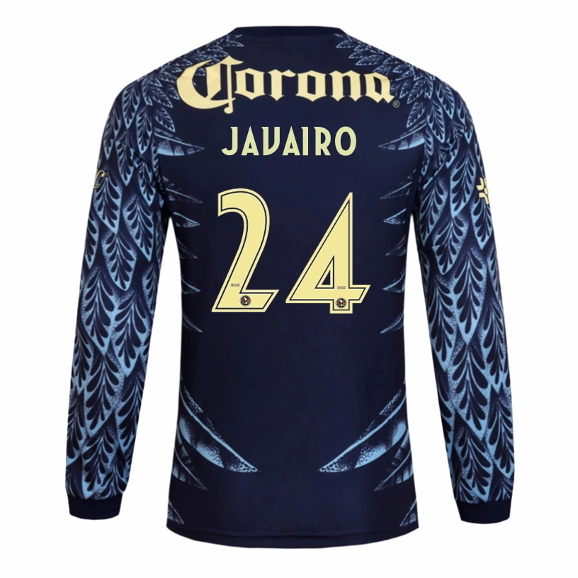 adidas Javairo Club Am??rica 25/26 Away Long Sleeve Jersey (Blue) Durable Blends Raglan Sleeve Construction
