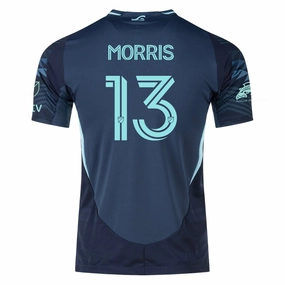 Sporty Outfit Non Chafe Edging adidas Jordan Morris Seattle Sounders Authentic Away Jersey 25/26 w/ MLS Patches & Sponsor (Aura Ink)