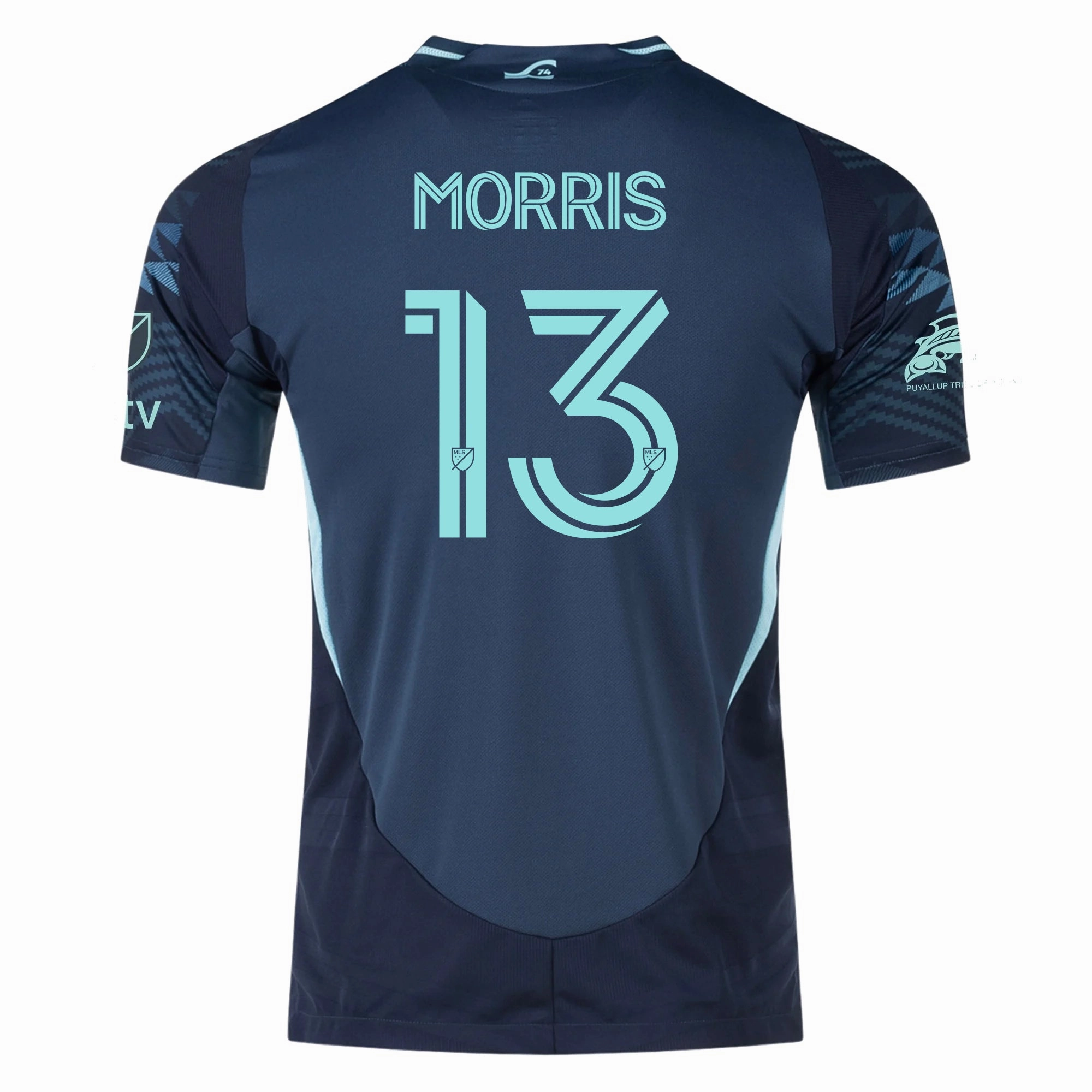Eco Friendly Fabric Blends adidas Jordan Morris Seattle Sounders Authentic Away Jersey 25/26 w/ MLS Patches & Sponsor (Aura Ink)