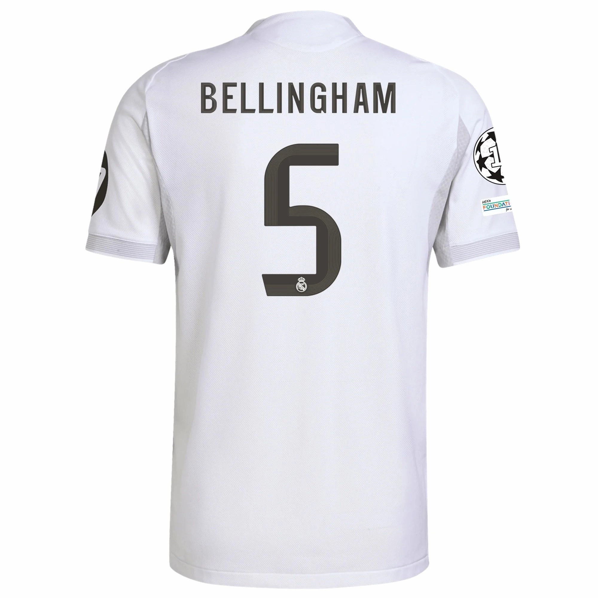 Fade Resistant Finish Anytime Layer adidas Jude Bellingham Real Madrid Authentic Home Jersey 25/26 w/ Champions League Patches (White)