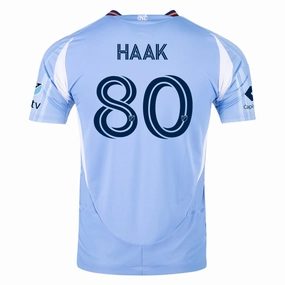 Low Impact Manufacturing Neutral Style adidas Justin Haak New York City FC Authentic Home Jersey 25/26 w/ MLS Patches (Bahia Light Blue)