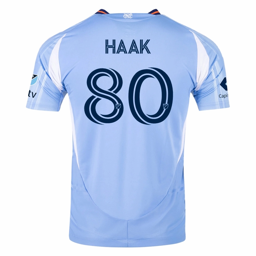 Low Impact Manufacturing Neutral Style adidas Justin Haak New York City FC Authentic Home Jersey 25/26 w/ MLS Patches (Bahia Light Blue)