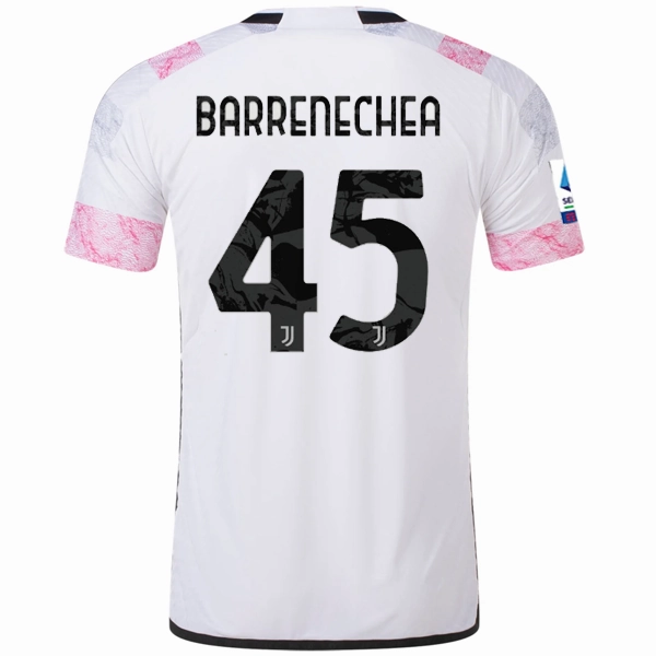 adidas Juventus Authentic Barrenchea Away Jersey w/ Serie A Patch 23/24 (White) Reflective Detail Minimalist Raglan Sleeve