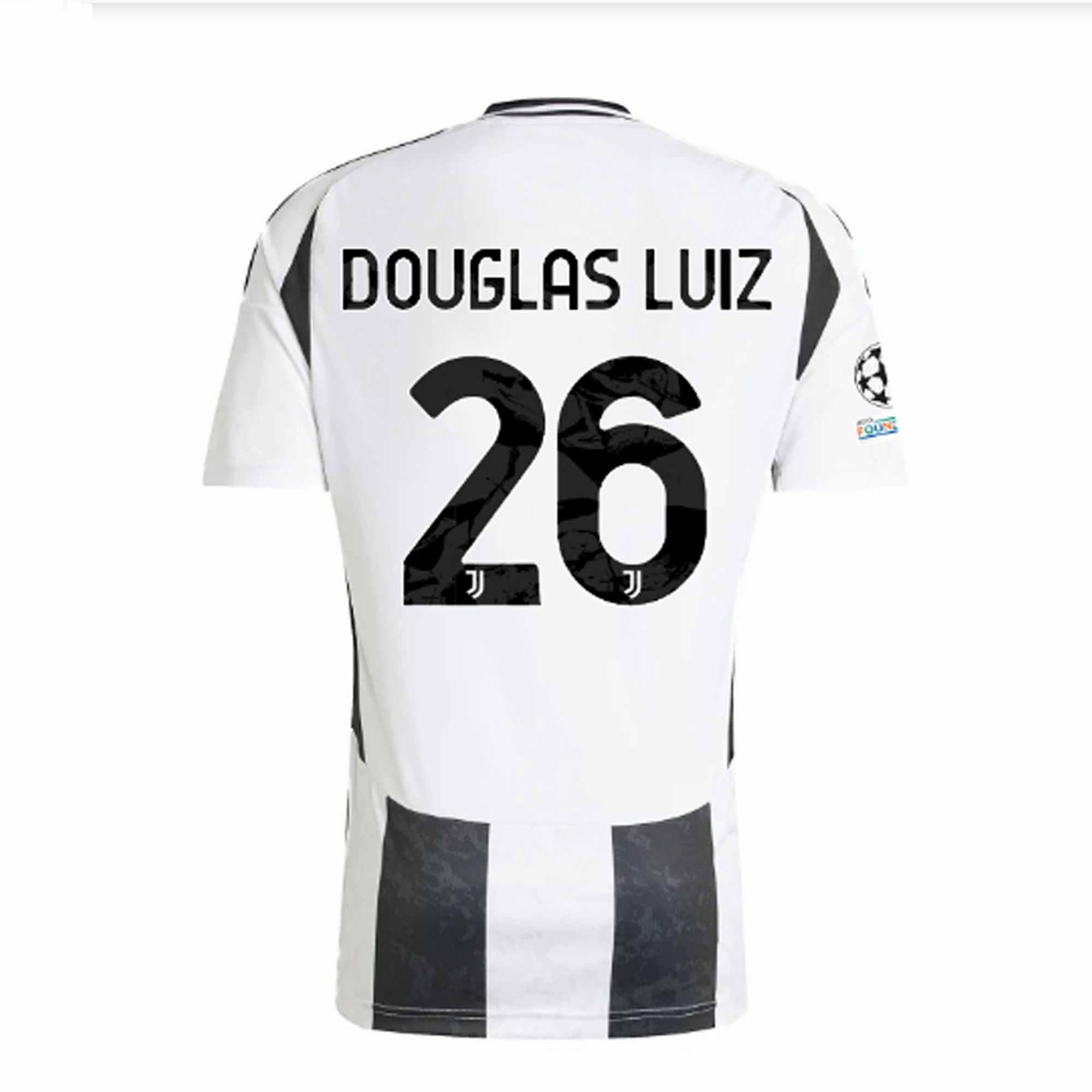 adidas Juventus Authentic Douglas Luiz Home Jersey w/ Champions League   Copa Italia Patches 24/25 (White/Black) Peak Comfort