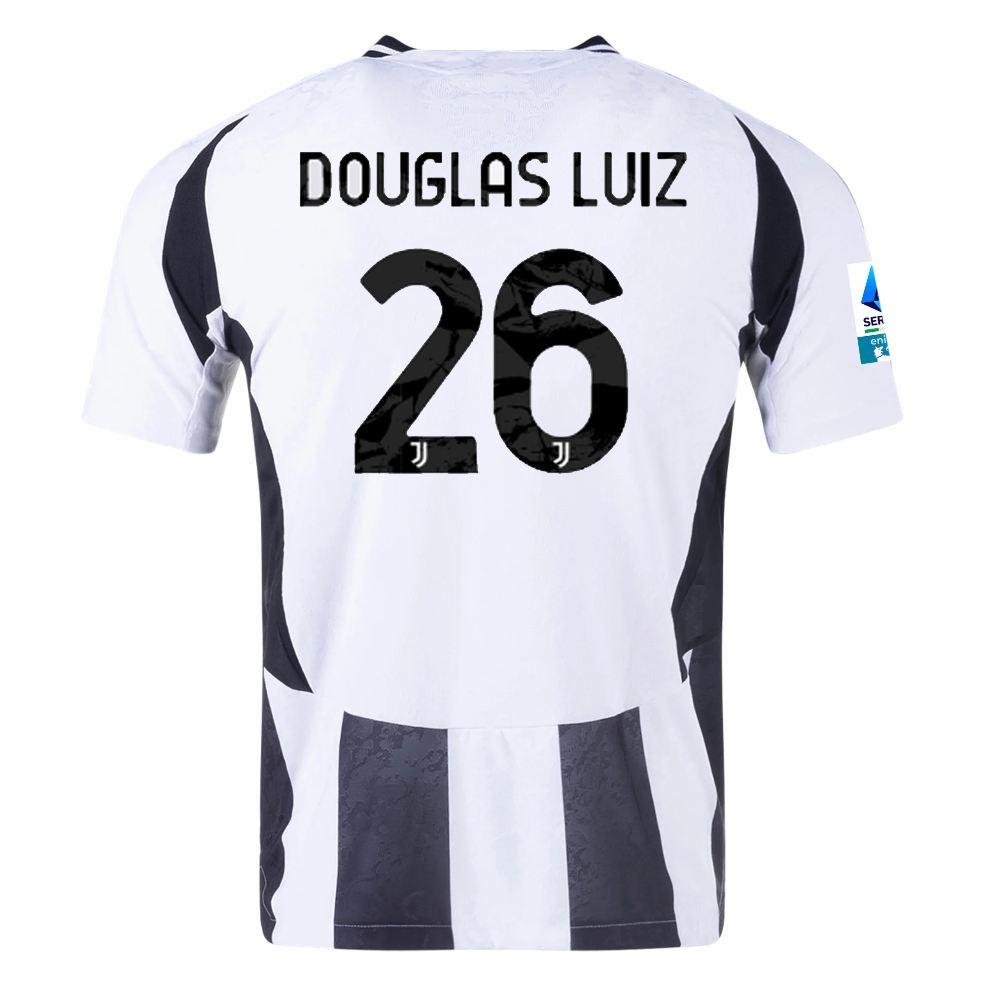 adidas Juventus Authentic Douglas Luiz Home Jersey w/ Serie A Patch 24/25 (White/Black) Comfort Apparel Natural Feel