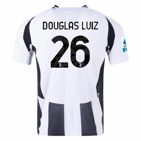 adidas Juventus Authentic Douglas Luiz Home Jersey w/ Serie A Patch 24/25 (White/Black) Pro Fit