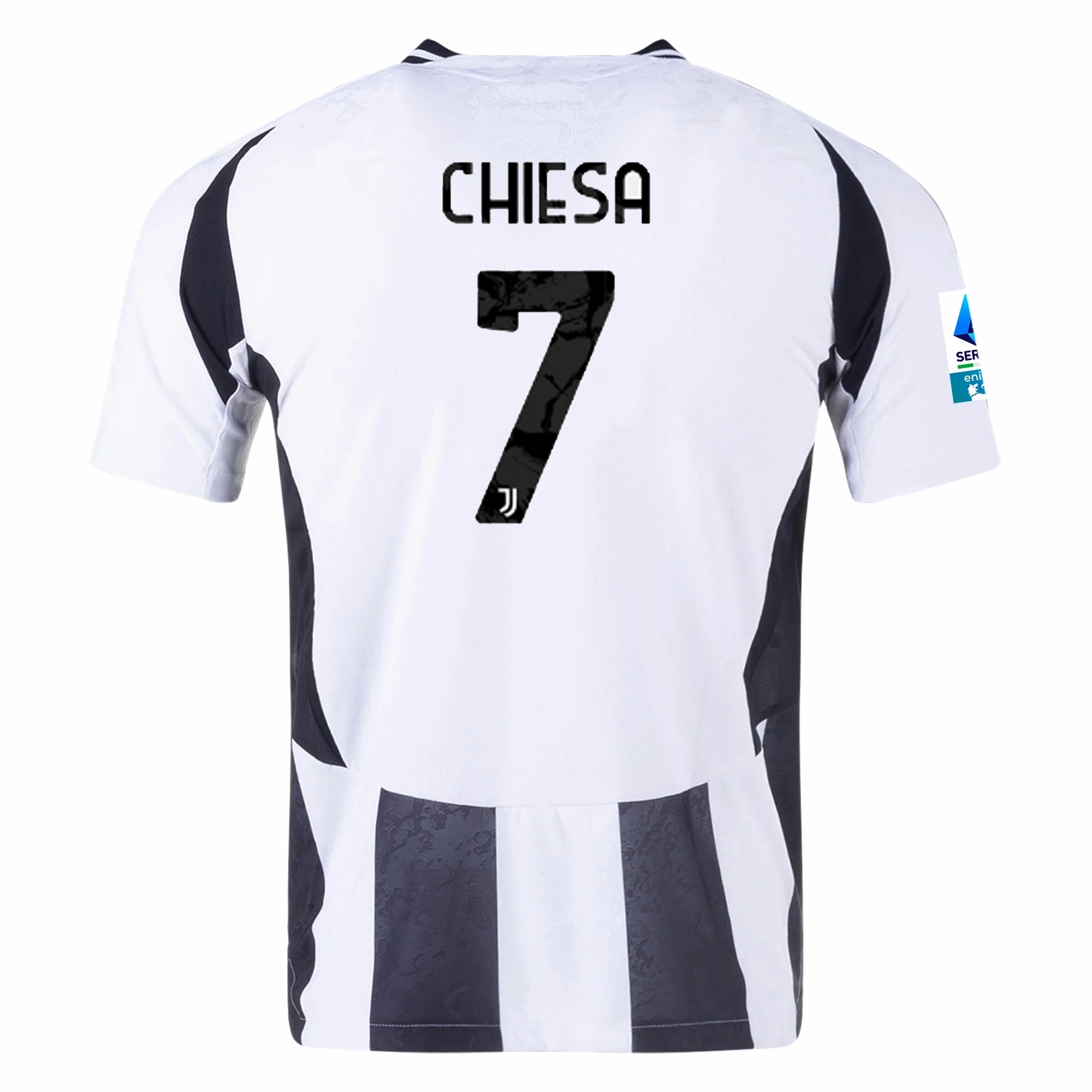 adidas Juventus Authentic Federico Chiesa Home Jersey w/ Serie A Patch 24/25 (White/Black) Layered Mesh Inserts sprint training