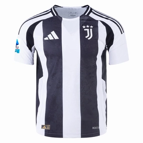 adidas Juventus Authentic Home Jersey w/ Serie A Patch 24/25 (White/Black) Odor Resistant Treatment