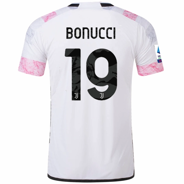 adidas Juventus Authentic Leonardo Bonucci Away Jersey w/ Serie A Patch 23/24 (White) Flexible Apparel Flexible Motion