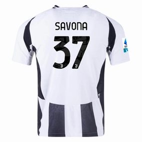 adidas Juventus Authentic Nicol?? Savona Home Jersey w/ Serie A Patch 24/25 (White/Black) Heat Transfer Graphics Reflective Detail