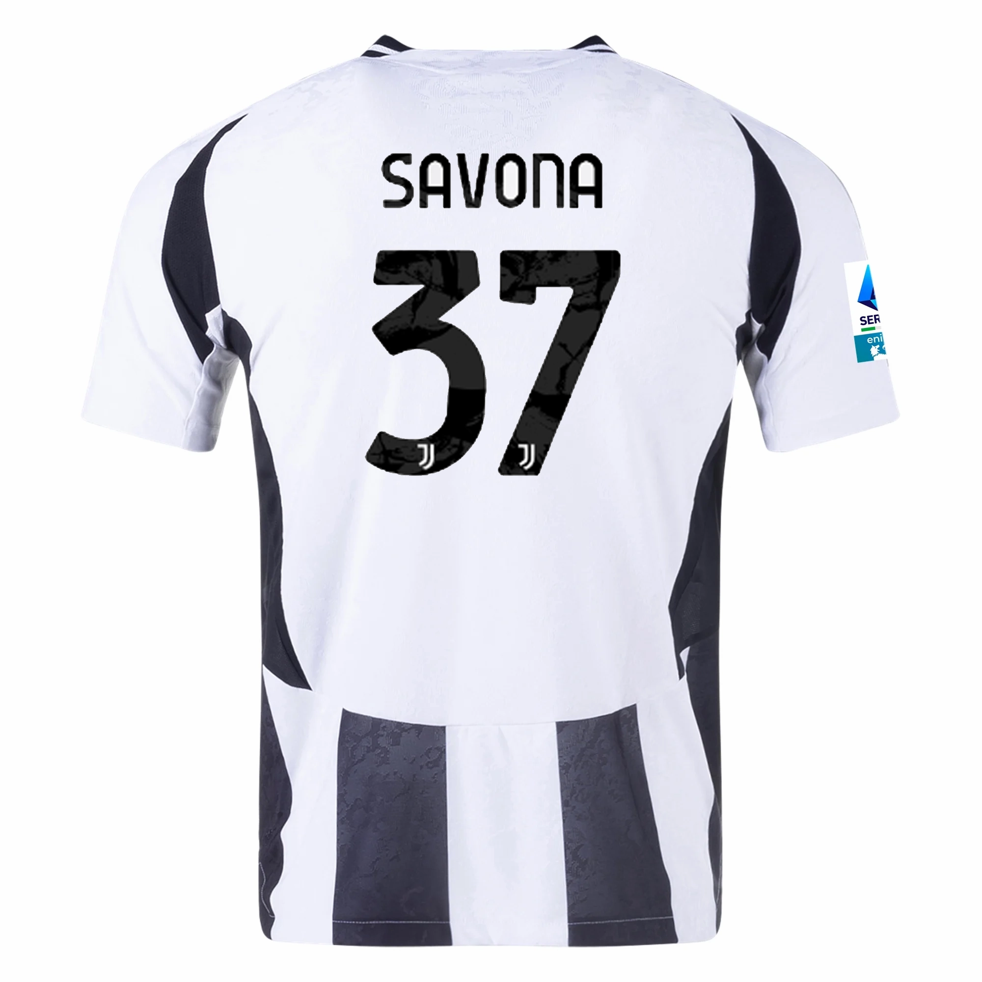 adidas Juventus Authentic Nicol?? Savona Home Jersey w/ Serie A Patch 24/25 (White/Black) Heat Transfer Graphics Reflective Detail