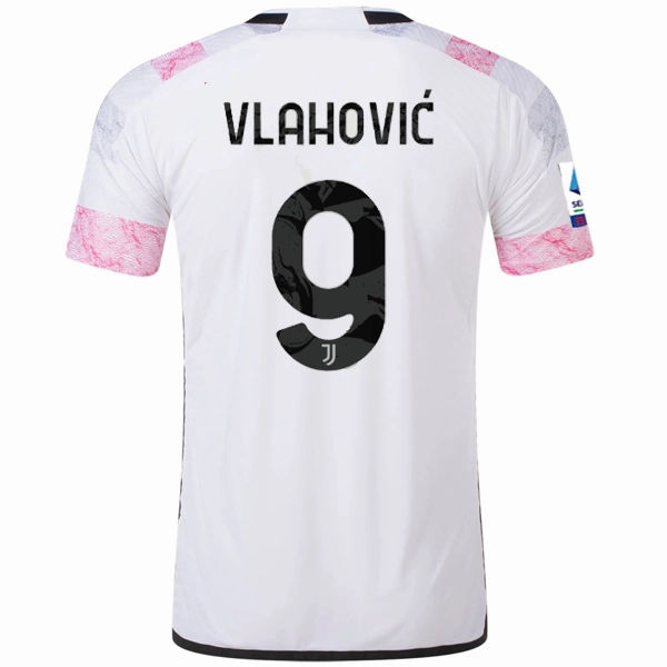 adidas Juventus Authentic Vlahovic Away Jersey w/ Serie A Patch 23/24 (White) Smooth Silicone Gripper