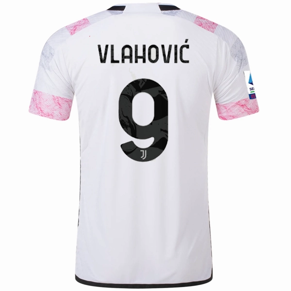 adidas Juventus Authentic Vlahovic Away Jersey w/ Serie A Patch 23/24 (White) Smooth Finish