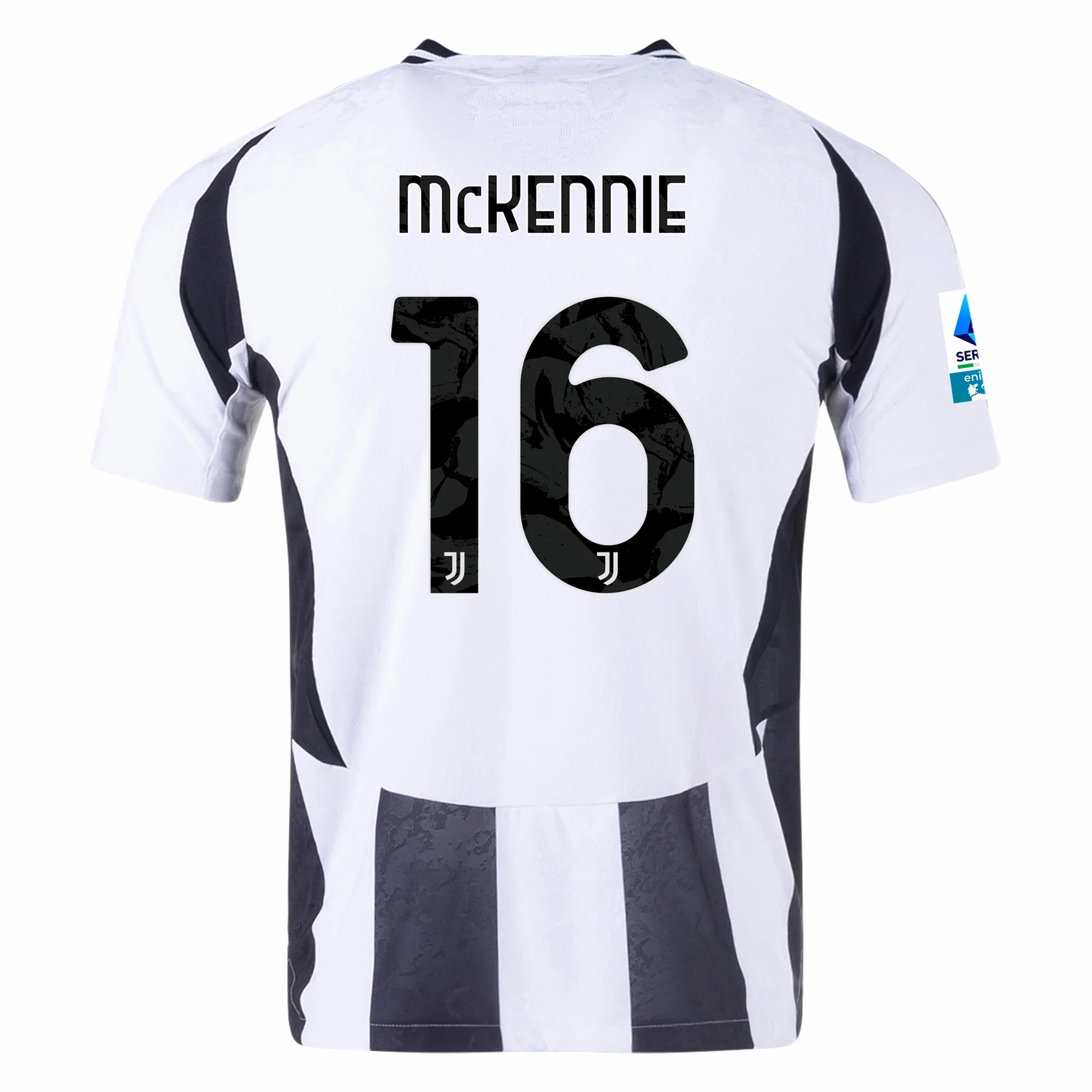 adidas Juventus Authentic Weston McKennie Home Jersey w/ Serie A Patch 24/25 (White/Black) Dynamic Style Eco Friendly Recycled Material