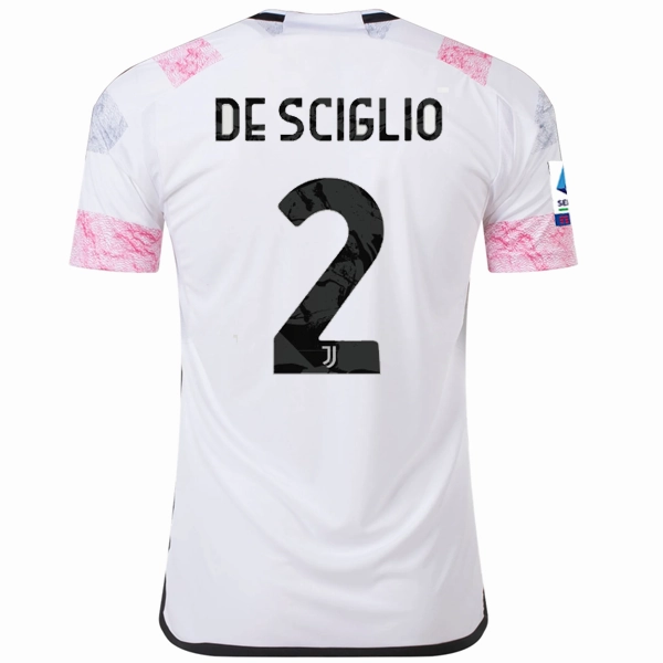 adidas Juventus De Sciglio Away Jersey w/ Serie A 23/24 (White) Easy Care Material